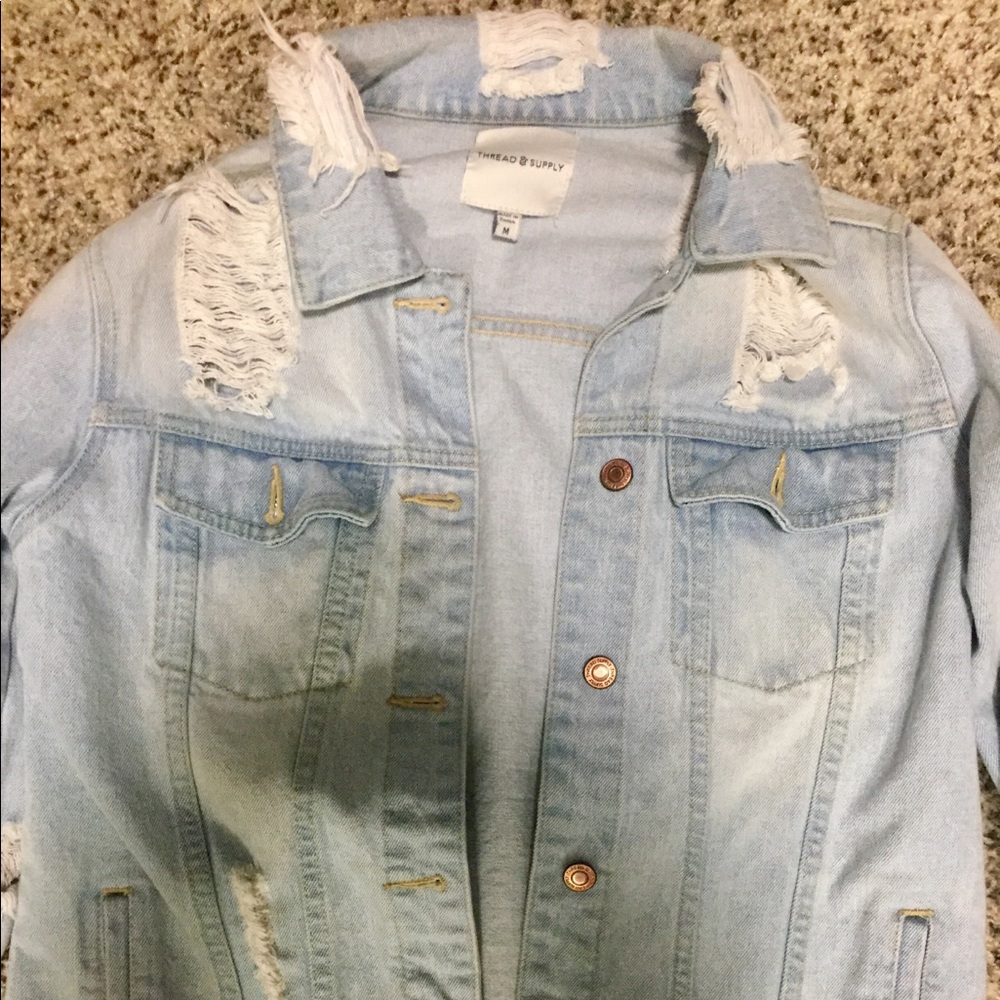 Thread & Supply Ripped with Rose Gold Denim Jacket - Picture 2 of 5